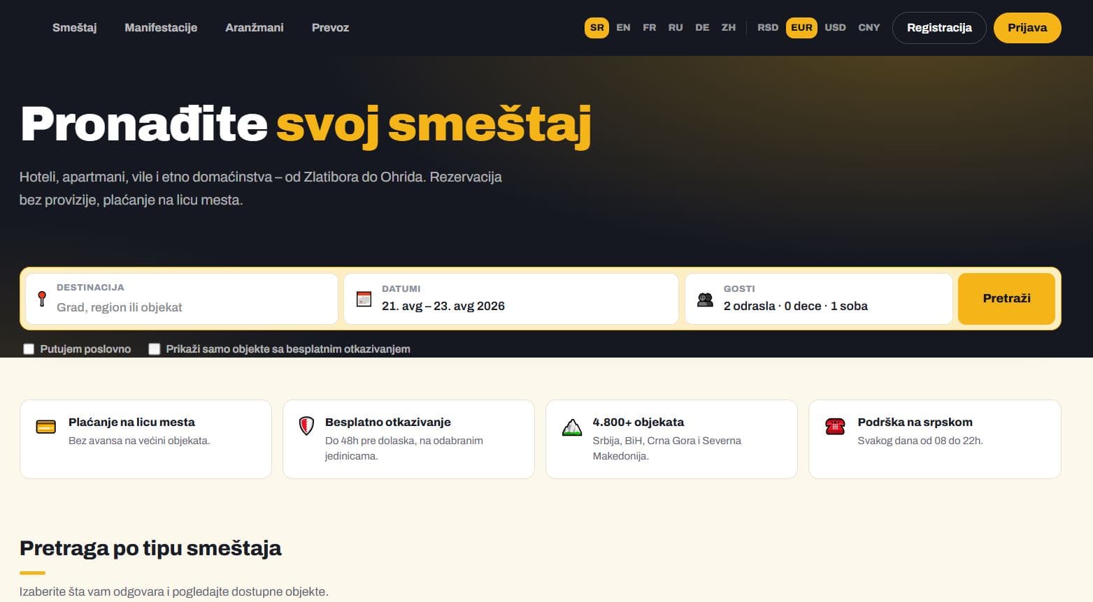 Aplikacija za rezervaciju smeštaja desktop
